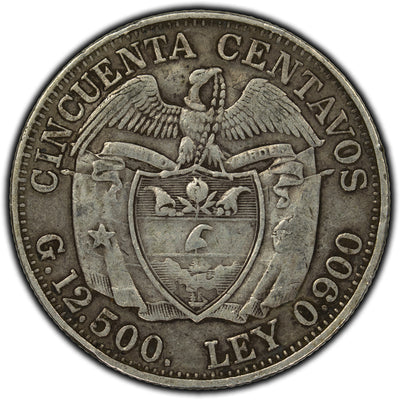 SOLD Colombia 1922 50 Centavos Silver Coin KM #193.1