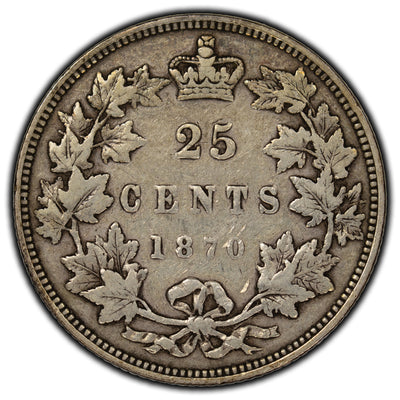 SOLD Canada 1870 25 Cents Silver Coin - F-12