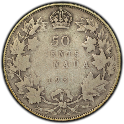 Canada 1931 50 Cents Silver Coin - VG-8
