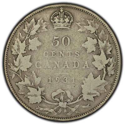 SOLD Canada 1931 50 Cents Silver Coin - VG-8