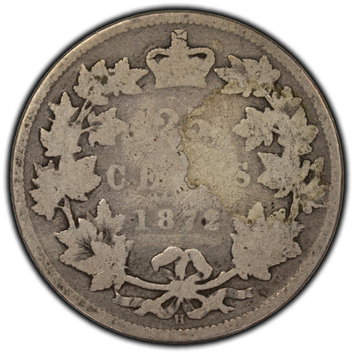 SOLD Canada 1872-H 25 Cents Silver Coin - Filler