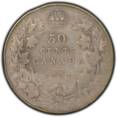 SOLD Canada 1931 50 Cents Silver Coin - Small Rim Nicks