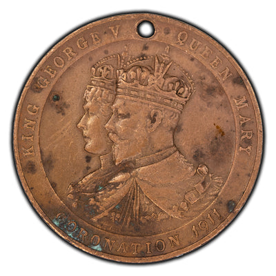 Great Britain Belfast 1911 King George V Coronation Medallion - Holed