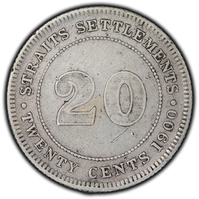 SOLD Straits Settlements 1900 20 Cents Silver Coin KM #12