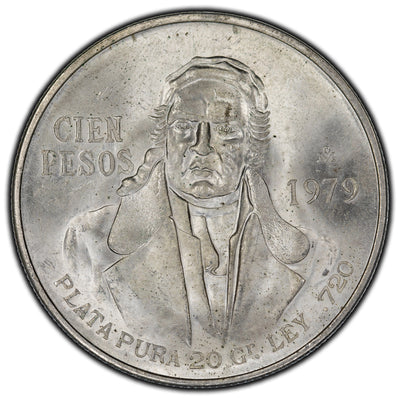 SOLD Mexico 1979 100 Pesos Silver Coin KM #483.2 - UNC
