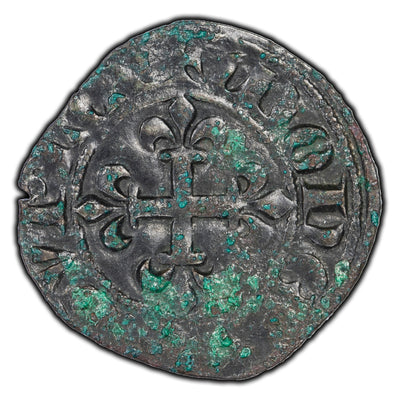 SOLD France 1322-1328 Charles IV Billon Double Parisis Coin Dup #244B
