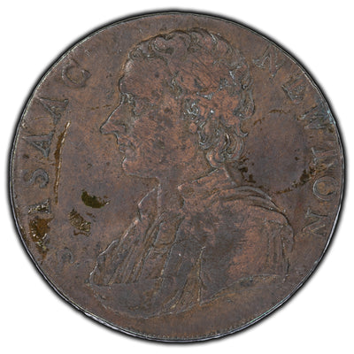 SOLD Great Britain 1793 Sir Isaac Newton Middlesex Condor Token DH #1033 - Corrosion