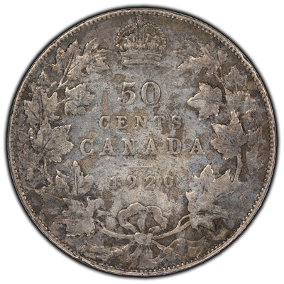 SOLD Canada 1920 Narrow 0 50 Cents Silver Coin - VG-8