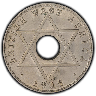 British West Africa 1918-H 1/2 Penny Coin KM #8