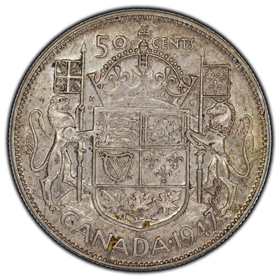 SOLD Canada 1947 Maple Leaf 50 Cents Silver Coin - VF-20