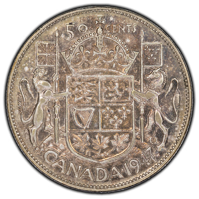SOLD Canada 1947 Curved 7 50 Cents Silver Coin