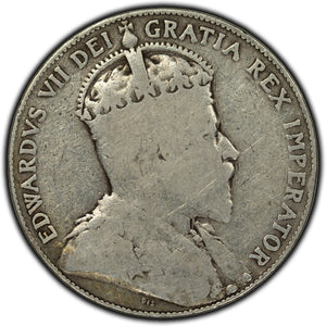 SOLD Canada 1910 Edwardian Leaves 50 Cent Silver Coin - G-6