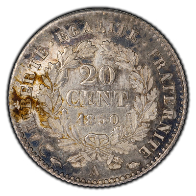France 1850-A 20 Centimes Silver Coin KM #758.1