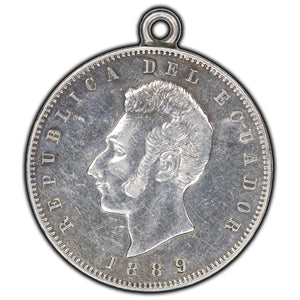 SOLD Ecuador 1889 Sucre Silver Coin KM #53.2 - Jewellery Piece