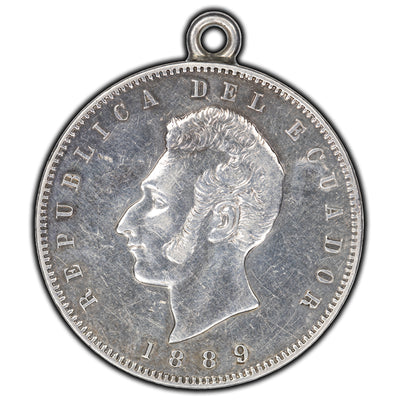 SOLD Ecuador 1889 Sucre Silver Coin KM #53.2 - Jewellery Piece