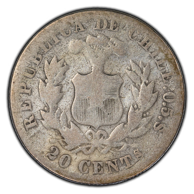 SOLD Chile 1880 20 Centavos Silver Coin KM #138.2