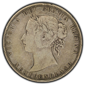 SOLD Newfoundland 1896 Obv #1 50 Cents Silver Coin - F-15