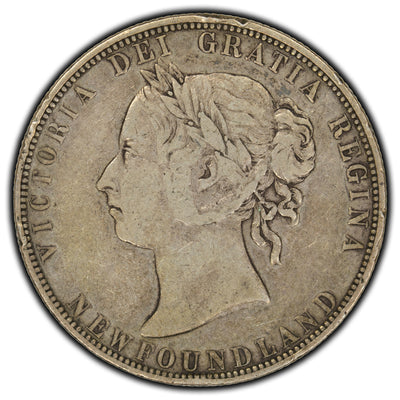 Newfoundland 1896 Obv #1 50 Cents Silver Coin - F-15