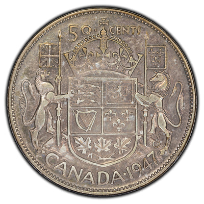SOLD Canada 1947 Curved 7 50 Cents Silver Coin