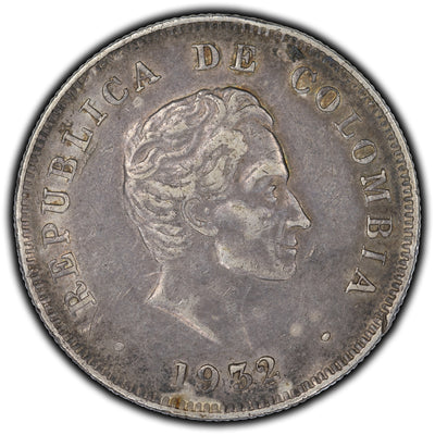 SOLD Colombia 1932 B Flat Top 3 50 Centavos Silver Coin KM #193.1