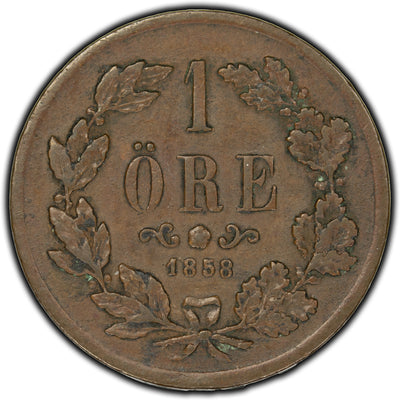 Sweden 1858 1 Ore Coin KM #705