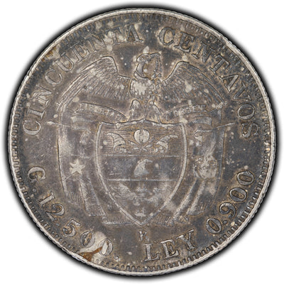 SOLD Colombia 1932 B Flat Top 3 50 Centavos Silver Coin KM #193.1