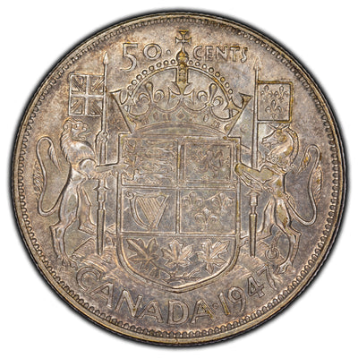 SOLD Canada 1947 Curved 7 50 Cents Silver Coin