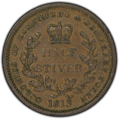 Demerara and Essequibo 1813 Half Stiver Coin