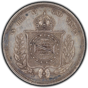 SOLD Brazil 1860 500 Reis Silver Coin KM #464