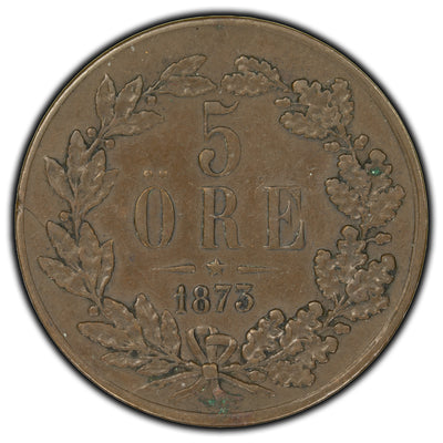 Sweden 1873 5 Ore Coin KM #730