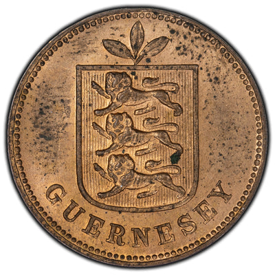 SOLD Guernsey 1889-H 1 Double Coin KM #1
