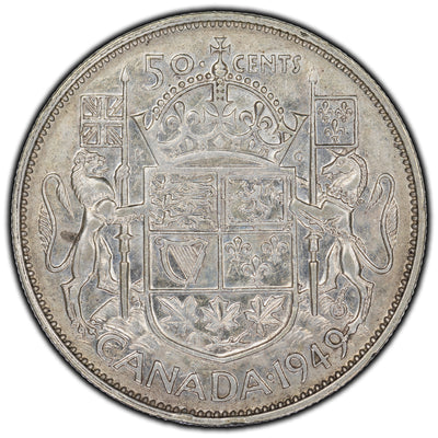 SOLD Canada 1949 Hoof/9 50 Cents Silver Coin - F-15