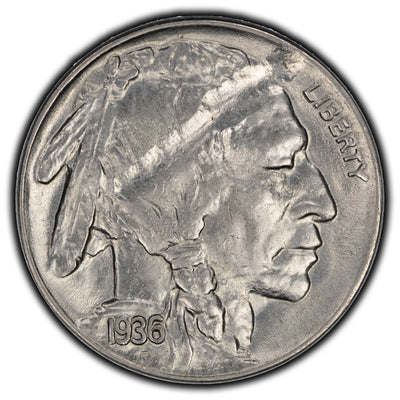 SOLD United States 1936 5 Cents Buffalo Nickel Coin - Planchet Flaw Error