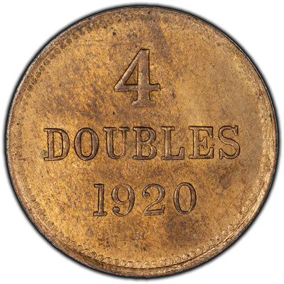 Guernsey 1920-H 4 Doubles Coin KM #13