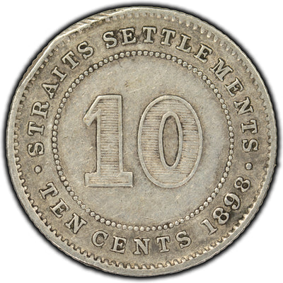 Straits Settlements 1898 10 Cents Silver Coin KM #11