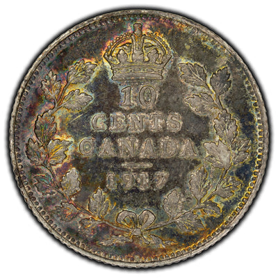 SOLD Canada 1917 10 Cents Silver Coin - VF-30