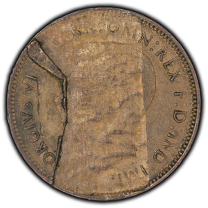 SOLD Great Britain 1943 Farthing Coin KM #843 - Major Delamination Error