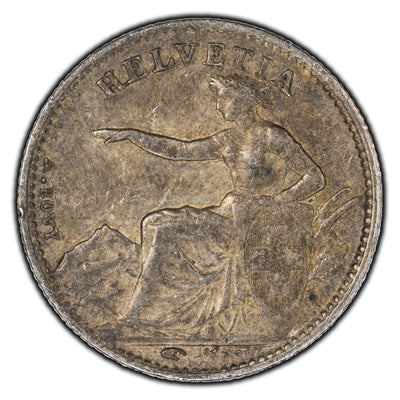 SOLD Switzerland 1850 1/2 Franc Silver Coin KM #8
