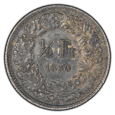 SOLD Switzerland 1850 1/2 Franc Silver Coin KM #8