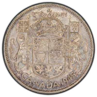 SOLD Canada 1945 50 Cents Silver Coin - EF-45