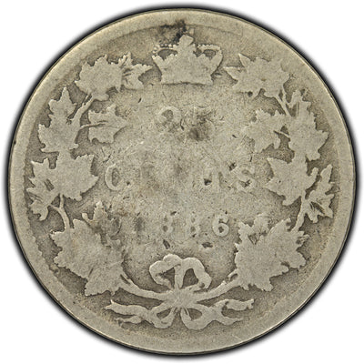 SOLD Canada 1886 Obv #5 Long Bough Ends 25 Cents Silver Coin - Filler