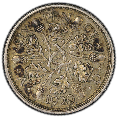 Great Britain 1929 6 Pence Silver Coin KM #832