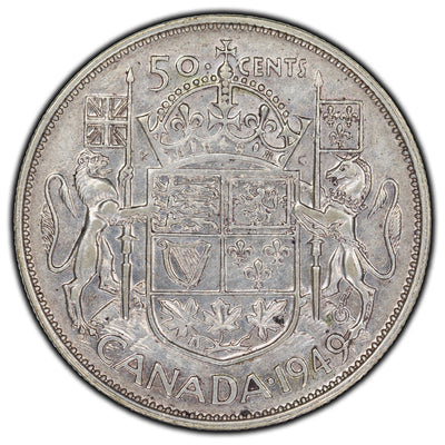 Canada 1949 Hoof/9 50 Cents Silver Coin - F-12