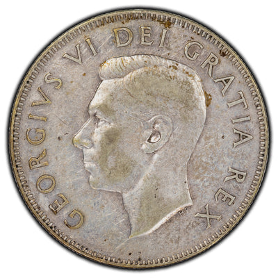 Canada 1949 Hoof/9 50 Cents Silver Coin - F-12