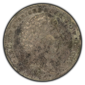 SOLD Sweden 1835 1/16 Riksdaler Specie Silver Coin KM # 644