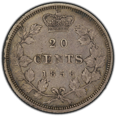 SOLD Canada 1858 20 Cents Silver Coin - One Year Type - VF-20