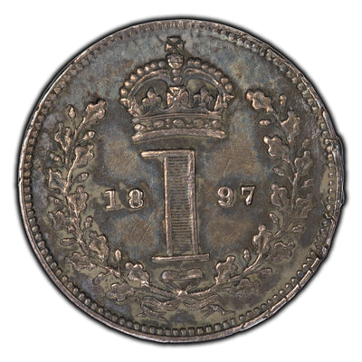 Great Britain 1897 Maundy 1 Pence Silver Coin - Cleaned