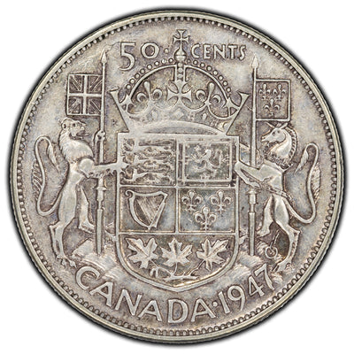 SOLD Canada 1947 Curved 7 50 Cents Silver Coin