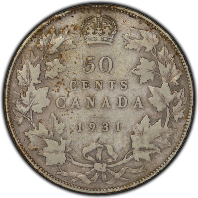 SOLD Canada 1931 50 Cents Silver Coin - VG-8
