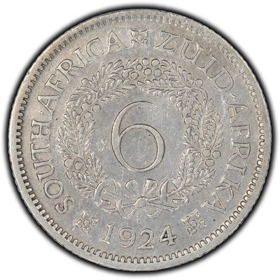 SOLD South Africa 1924 6 Pence Silver Coin KM #16a - Cleaned